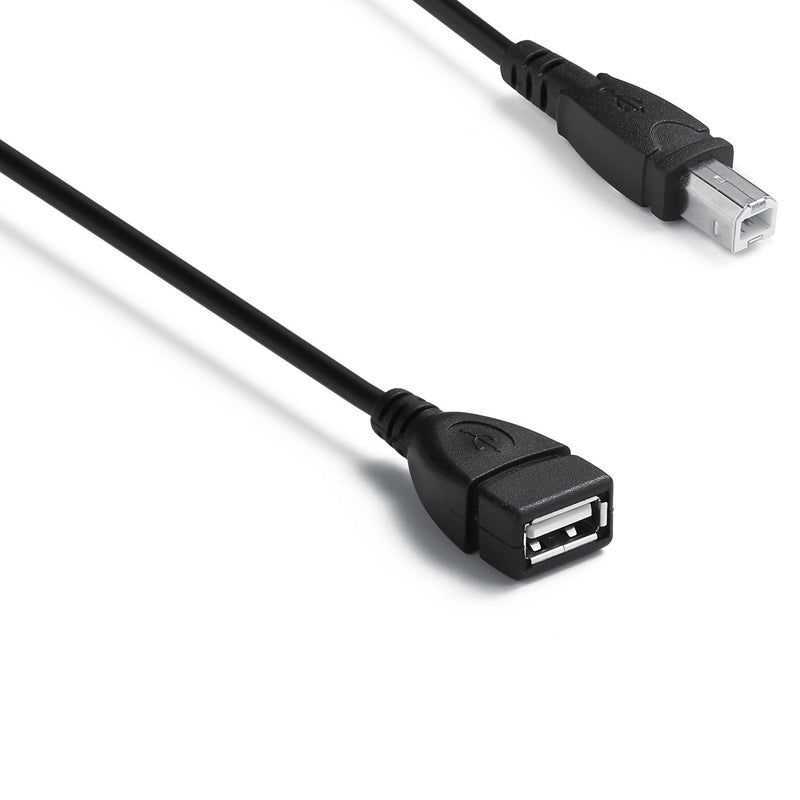 [Australia - AusPower] - 2 Pack USB 2.0 Cable A Female to USB B Male Cable for Printer Extender Connection Cables USB_A/F-USB_B/M Adapter (USB_A-USB_B Cables Black) 