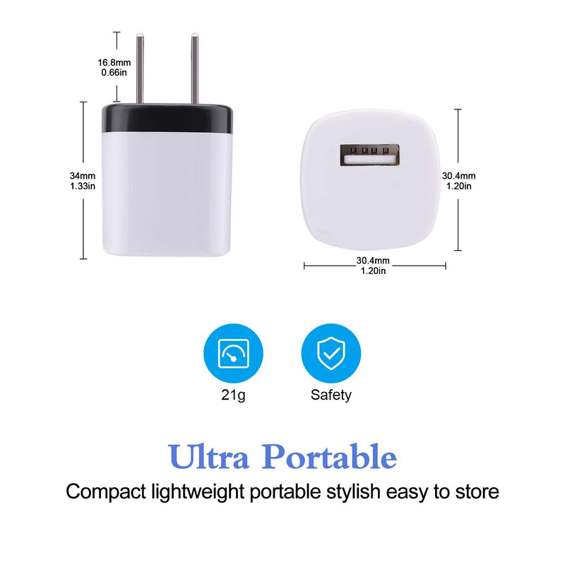 [Australia - AusPower] - Charging Block, Wall Charger, HOOTEK USB Cube 5Pack 1A/5V Single Port Power Adapter Plug Charger Box Brick for iPhone 13 12 11 XS XR X 8 Plus, iPad, Samsung Galaxy S22 S21 Note20 Ultra 5G, Oneplus, LG white 