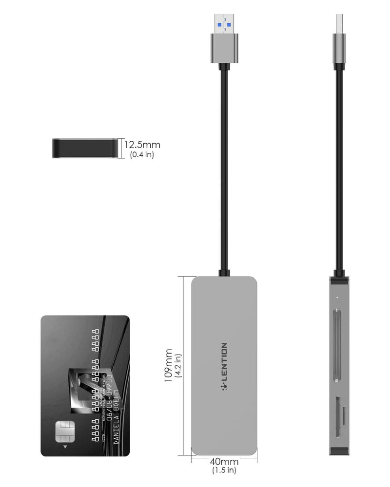[Australia - AusPower] - LENTION USB 3.0 to CF/SD/Micro SD Card Reader, SD 3.0 Card Adapter for SD/SDHC/SDXC/MMC/RS-MMC/Micro SD/Micro SDHC/Micro SDXC/CF Type I, Compatible Windows, MacOS, ChromeOS, More (CB-H12, Space Gray) 