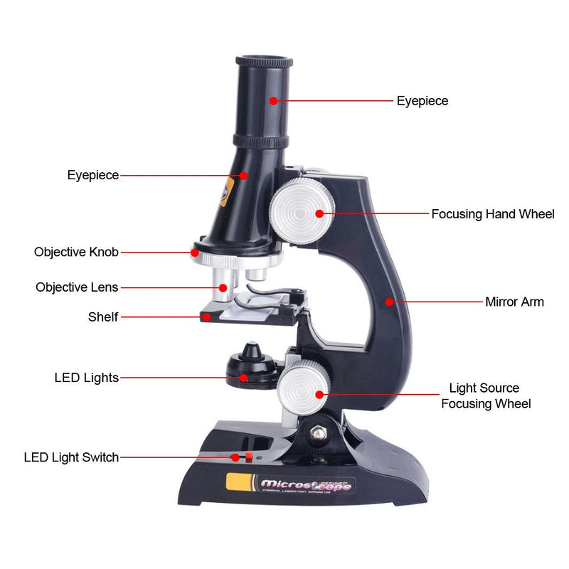 [Australia - AusPower] - FUNRUI Kids Microscope, 450x, 200x, 100x Magnification Children Science Microscope Kit with LED Lights Includes Accessory Toy Set for Beginners Early Education 