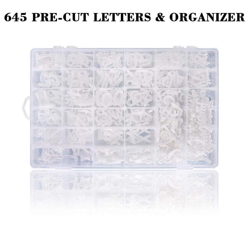 [Australia - AusPower] - Letter Board Letters,645 PRE-Cut Characters (3/4 and 1 Inch,White) With Sorting Tray Choice B 