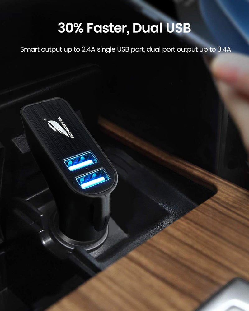 [Australia - AusPower] - Cigarette Lighter USB Car Charger Adapter, SOMOSTEL Life Saving Safety Kit Emergency Seat Belt Cutter Window Hammer Breaker Auto Rescue Escape Tool Compatible for iPhone,Samsung Galaxy,Huawei,LG,HTC Black 