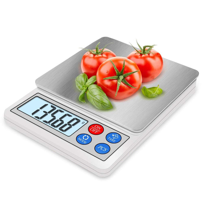 [Australia - AusPower] - Digital Gram Scale Toprime Mini Size Food Scale 600g x 0.01g High Precision Pocket Scale with LCD Display and 1 Tray Stainless Steel PCS Convert Unit White 600g*0.01g 