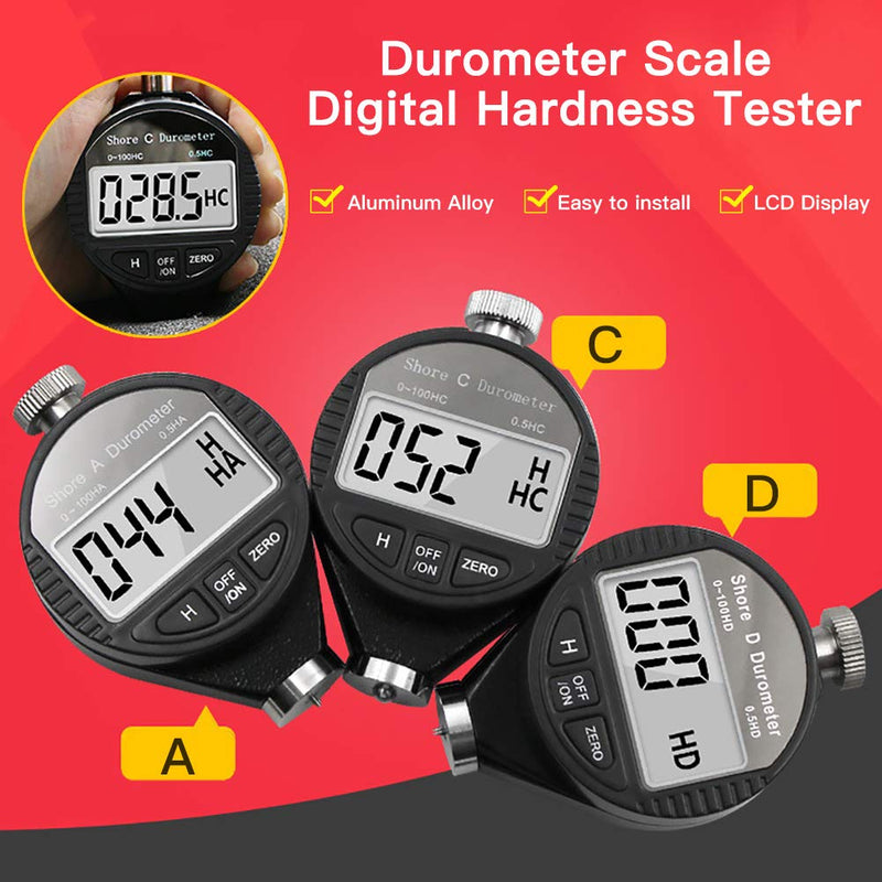 [Australia - AusPower] - Portable 0-100HD Shore A/C/D Hardness Digital Hardness Meter Durometer Hardness Tester with Large LCD Display for Rubber, Tire, Plastic, Thermal Plastic, Flooring, Bowling balll (A Hardness) A Hardness 