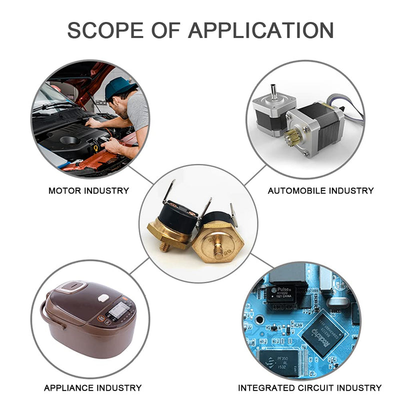 [Australia - AusPower] - Fielect KSD301 Thermostat Temperature Control Switch,Adjust Snap Disc Temperature Switch 135°C Copper M5 Normally Closed 1 Pcs 135C M5 