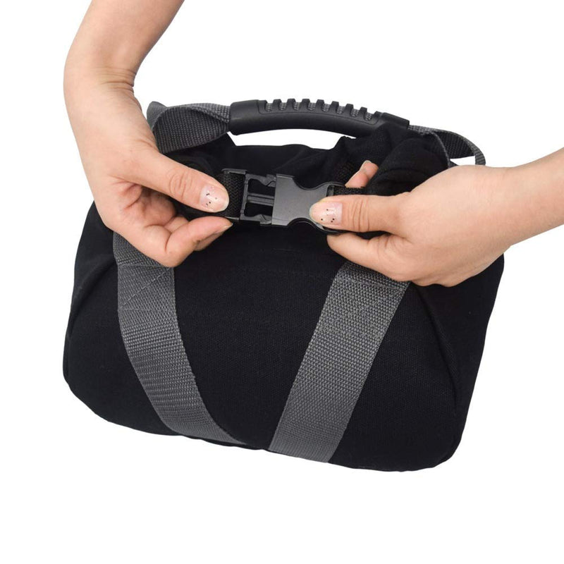 [Australia - AusPower] - 2 Pcs Adjustable Canvas-Kettlebell-Sandbag wtih Handle for Training Home Training, Yoga, Fitness Black 