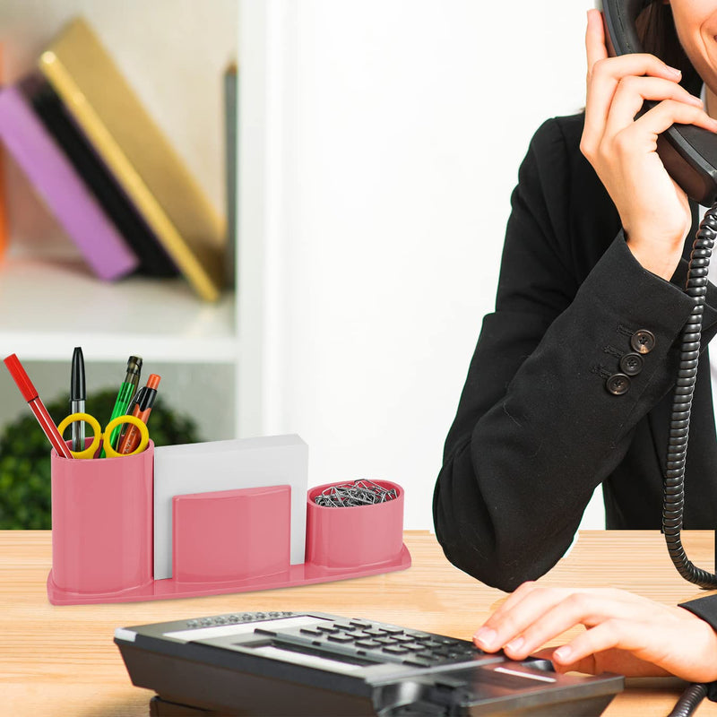 [Australia - AusPower] - Acrimet Millennium Desktop Organizer Holder for Pen, Pencil, Clip, Paper and Desk Accessories (Plastic) (Paper Included) (Solid Pink Color) 