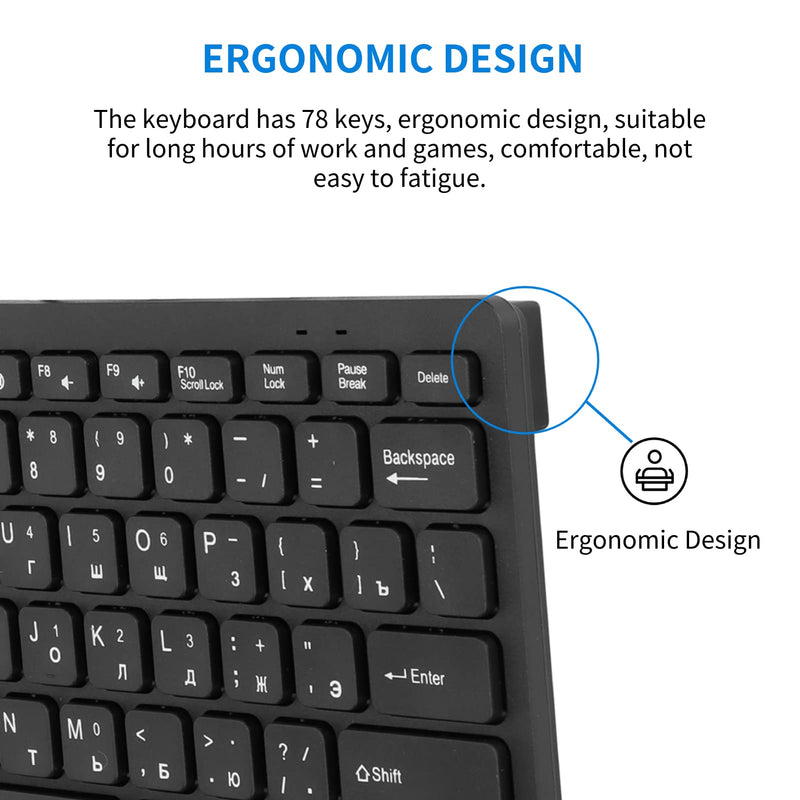 [Australia - AusPower] - Russian Keyboard, USB Wired Keyboard, Ultra Thin 78 Keys Compact Keyboard, Ergonomic Keyboard for PC, Computer, Desktop Russian 