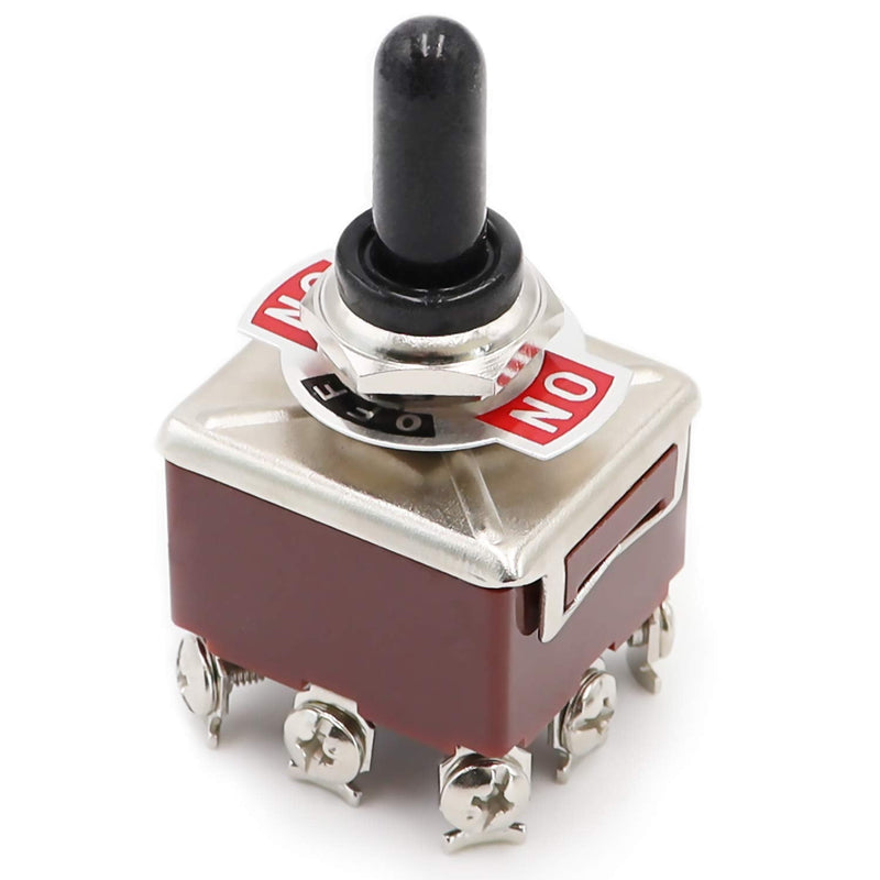 [Australia - AusPower] - mxuteuk Heavy Duty Rocker Toggle Switch 3 Position 3PDT 9 Terminal ON/Off/ON 15A 250V 10A 380V Toggle Switches with Metal Knob Cover Cap Waterproof TEN-303 