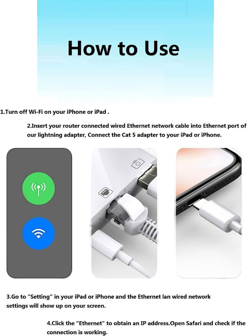 [Australia - AusPower] - Apple MFI Certified Lightning to Ethernet Adapter for iPhone iPad,Ethernet LAN Network to Lightning Adapter with Charging Port for iPhone 14/13/Pro Max/12/11/XS/XR/X/8/7/6/5 iPad 100Mbps Cat 8 7 6 off-white 