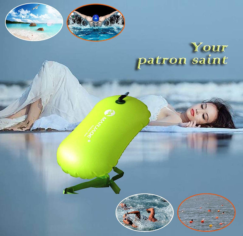 [Australia - AusPower] - MARJAQE Swim Buoy for Open Water Swimmers Triathletes Kayakers Snorkelers, Swim Float and Drybag for Open Water Swim Buoy Float for Safer Swim Training Green 