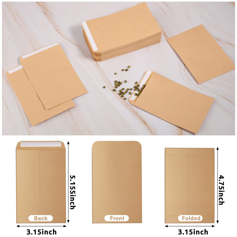 [Australia - AusPower] - 150 Pieces Seed Envelopes Money Envelopes for Cash Kraft Coin Envelopes Self-adhesive Small Envelopes Packet with Gummed Flap Paper for Home Garden, 3.2 x 4.7 Inch 