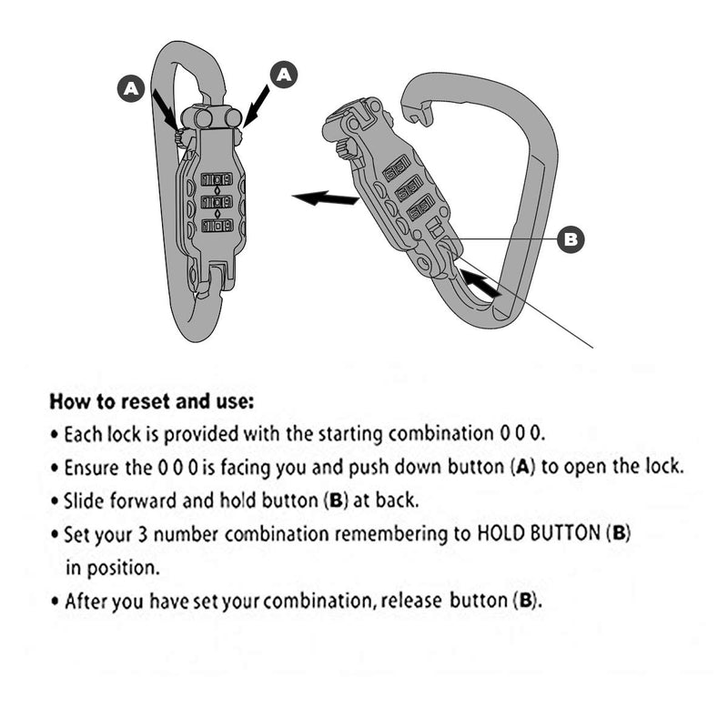 [Australia - AusPower] - Little World Motorcycle Helmet Lock & Cable, Heavy Duty Universal Combination Lock Cable Caribeaner Lock Motorcycle Security PIN Locking Chain for Bike Helmet, Jacket, Cabinets & Luggage 