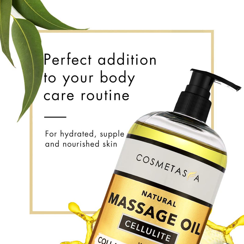[Australia - AusPower] - Cellulite Massage Oil with Collagen & Stem Cells- 100% Natural Cellulite Treatment, Assists with Firming, Toning & Moisturizes Skin 8.8 by Cosmetasa 8.8 Fl Oz (Pack of 1) 