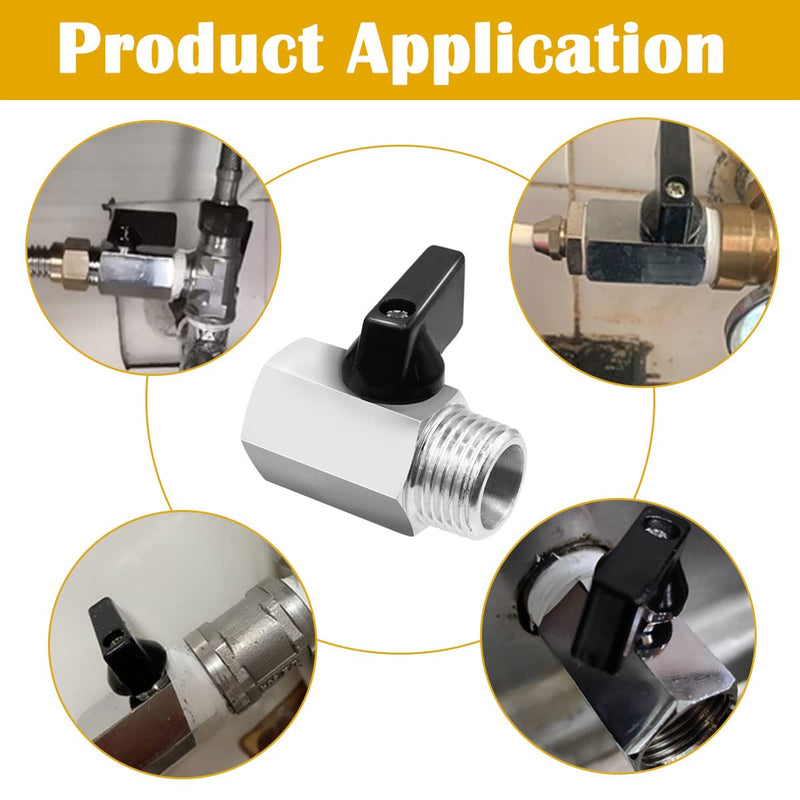 [Australia - AusPower] - Tnuocke 2pcs Mini Ball Valve 1/2" NPT Female x Male Thread,Heavy Duty Ball Valve Shut Off Switch with Polished Chrome Finish H-055-1/2NPT-1/2NPT 