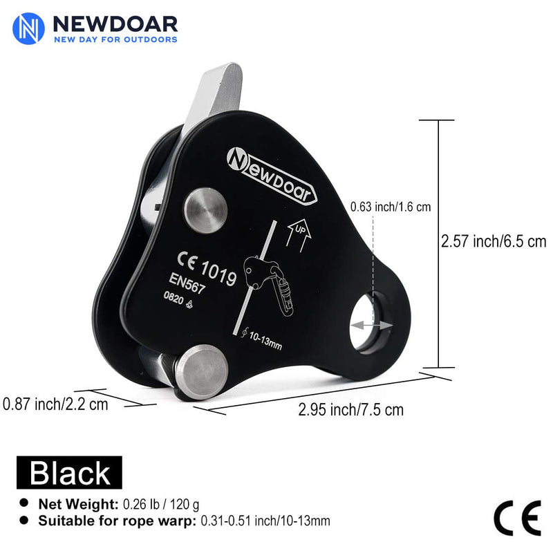 [Australia - AusPower] - NewDoar Rope Grab Ascender 15KN Riser Adjuster Fits 9mm-12mm Rope for Rocking Climbing Protection Rescue 