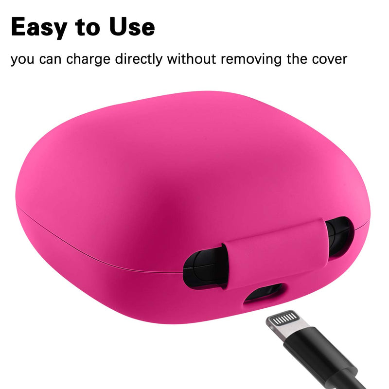 [Australia - AusPower] - GEAK Portable Powerbeats Pro Case, 360° Protection Shockproof Soft Silicone Cover with Keychain Compatible for Beats Powerbeats Pro 2019, Rose Pink 