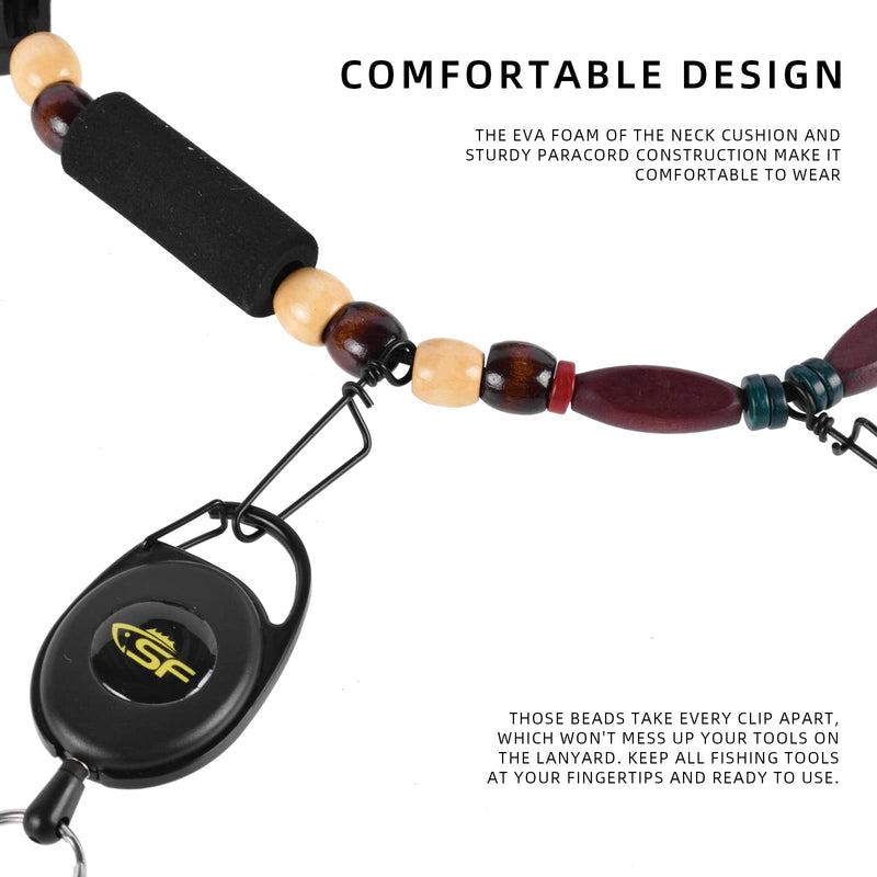 [Australia - AusPower] - SF Fly Fishing Lanyard Necklace Unloaded Black Adjustable Tool Holder with Foam Neck Strap Horizontal Tippet Bar Quick Release for Fishing Accessories 