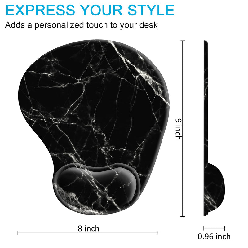 [Australia - AusPower] - Ergonomic Mouse Pad with Wrist Support Gel, iDonzon Cute Wrist Pad with Non-Slip Rubber Base, Easy Typing & Pain Relief, Black White Marble 