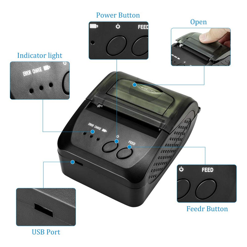 [Australia - AusPower] - NETUM Bluetooth Receipt Printer, 58mm Mini Thermal POS Printer Portable Personal Bill Printer 2 inches for Restaurant Sales Retail Compatible with Android 