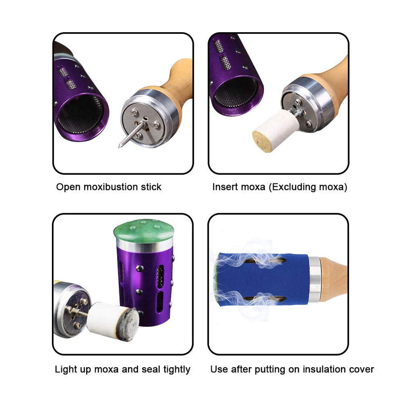 [Australia - AusPower] - Moxibustion Massager, Multi-Functional Moxa Stick Warm Moxibustion Rods With Insulation Cover For Women Men Body Face Eye Moxa Massage Stick(Purple) 