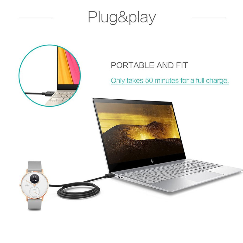 [Australia - AusPower] - TUSITA Charger Compatible with Withings Hybrid, Nokia Steel HR Smartwatch - USB Charging Cable 100cm - Fitness Tracker Accessories 