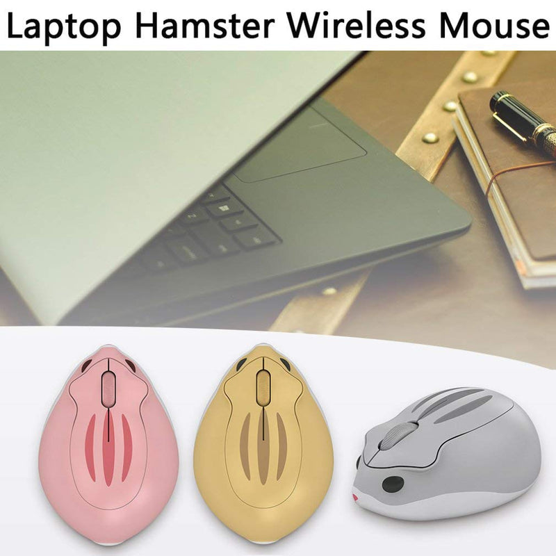 [Australia - AusPower] - 2.4GHz Wireless Mouse Cute Hamster Shape Less Noice Portable Mobile Optical 1200DPI USB Mice Cordless Mouse for PC Laptop Computer Notebook MacBook Kids Girl Gift (Gray) Gray 