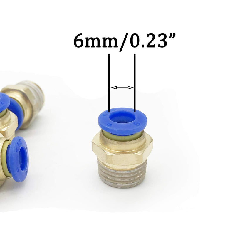 [Australia - AusPower] - Pneumatic Fittings, PC6-02 1/4”PT Thread for 6mm PETF Tube, Push in Joint Pneumatic Connector (10Pcs) 