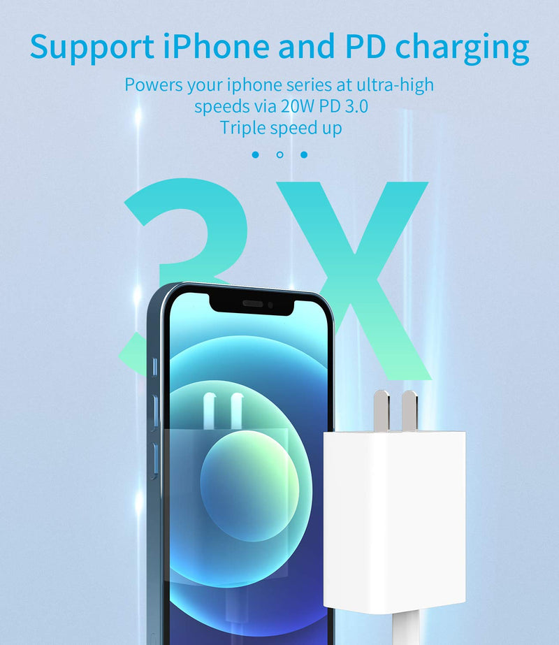 [Australia - AusPower] - PD QC3.0 Fast Wall Charger USB C/A Power Adapter Type Compatible with iPhone 12/mini/Pro/Max/11/SE/Xs/XR/X/8 for Pro Air 2020 Duo Samsung Galaxy S20/S10 Dual Port Charging 18w 20W 