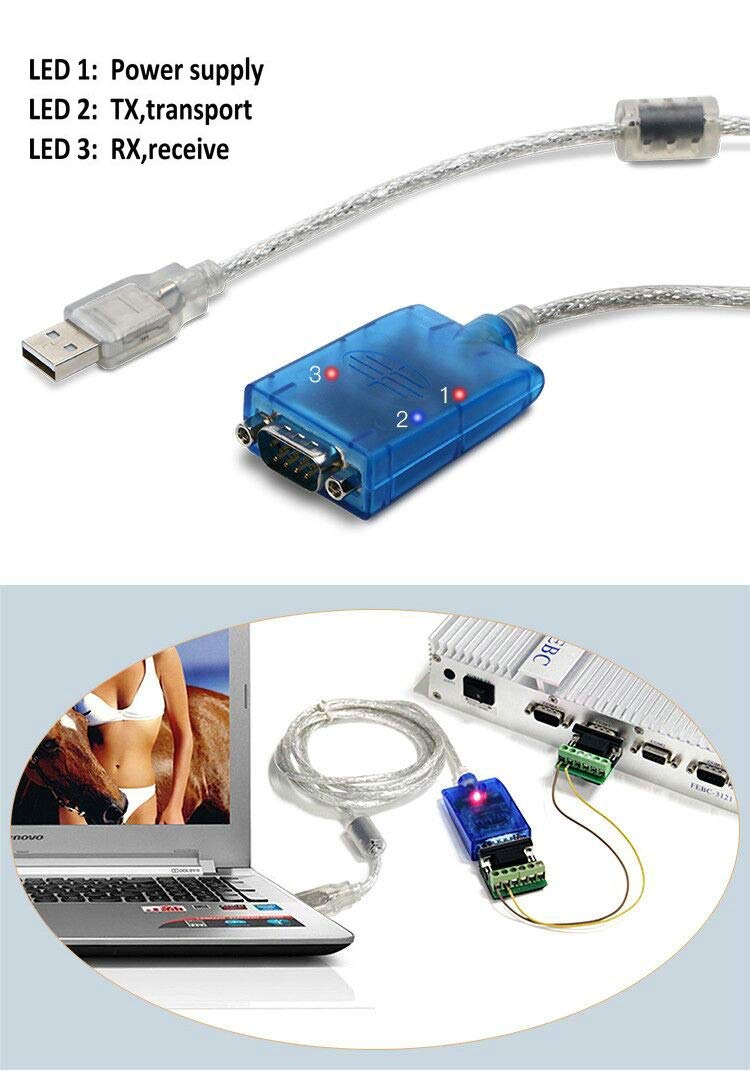 [Australia - AusPower] - Jeirdus USB to RS422 RS485 Serial Port Converter Adapter Cable with FTDI Chip Support Windows 10, 8, 7, XP and Mac with ESD Protection (1.5ft/0.5Meter) 1.5ft/0.5Meter 