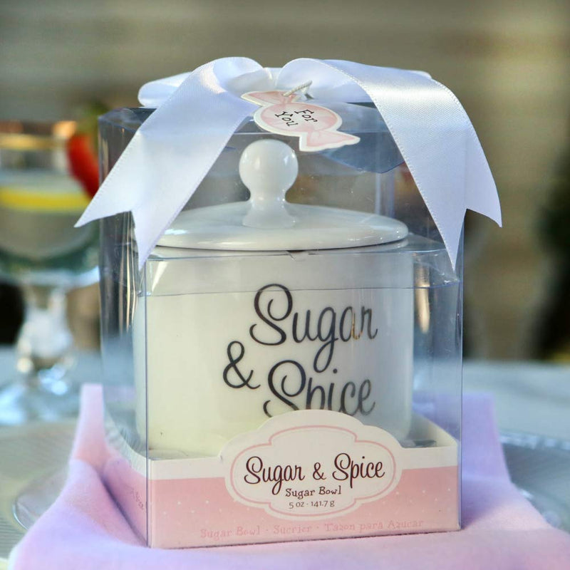 [Australia - AusPower] - Kate Aspen Ceramic Sugar Bowl, Spice and Everything Nice, White one size White & Silver 