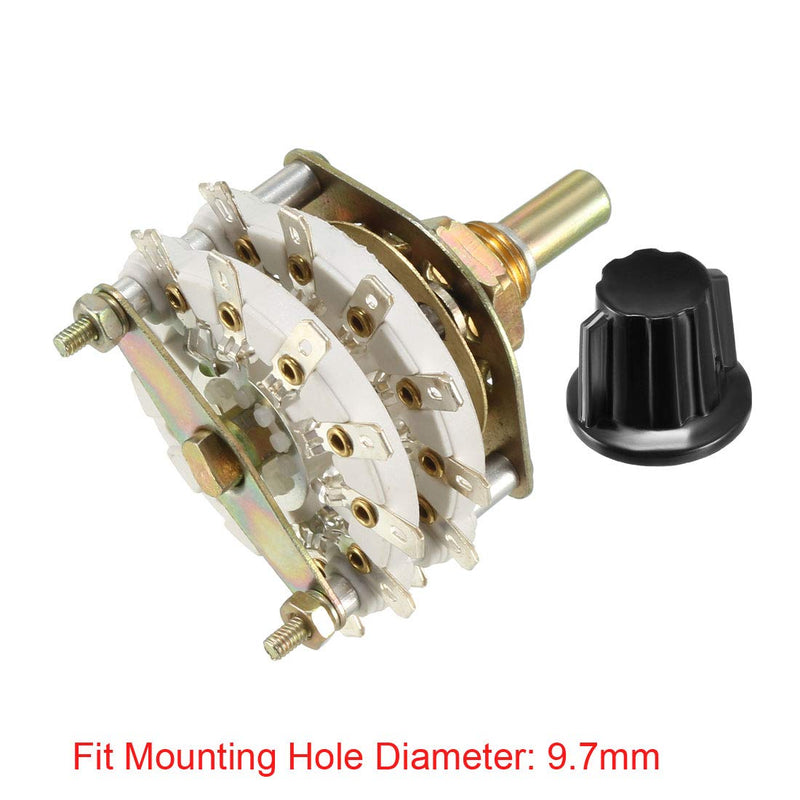 [Australia - AusPower] - uxcell 2P6T 2 Pole 6 Position 2 Deck Band Channel Rotary Switch Selector with Knob 