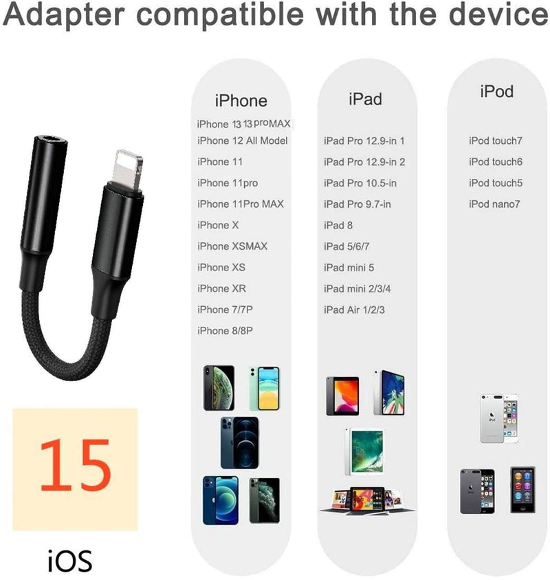 [Australia - AusPower] - 2Pack[Apple MFi Certified] iPhone Headphones Adapter,Lightning to 3.5mm Headphones Jack Adapter Nylon Braided Aux Audio Auxiliary Dongle Cable Connect Compatible iPhone 13/12/12 Pro/11/XS/X/8/7/6 P 