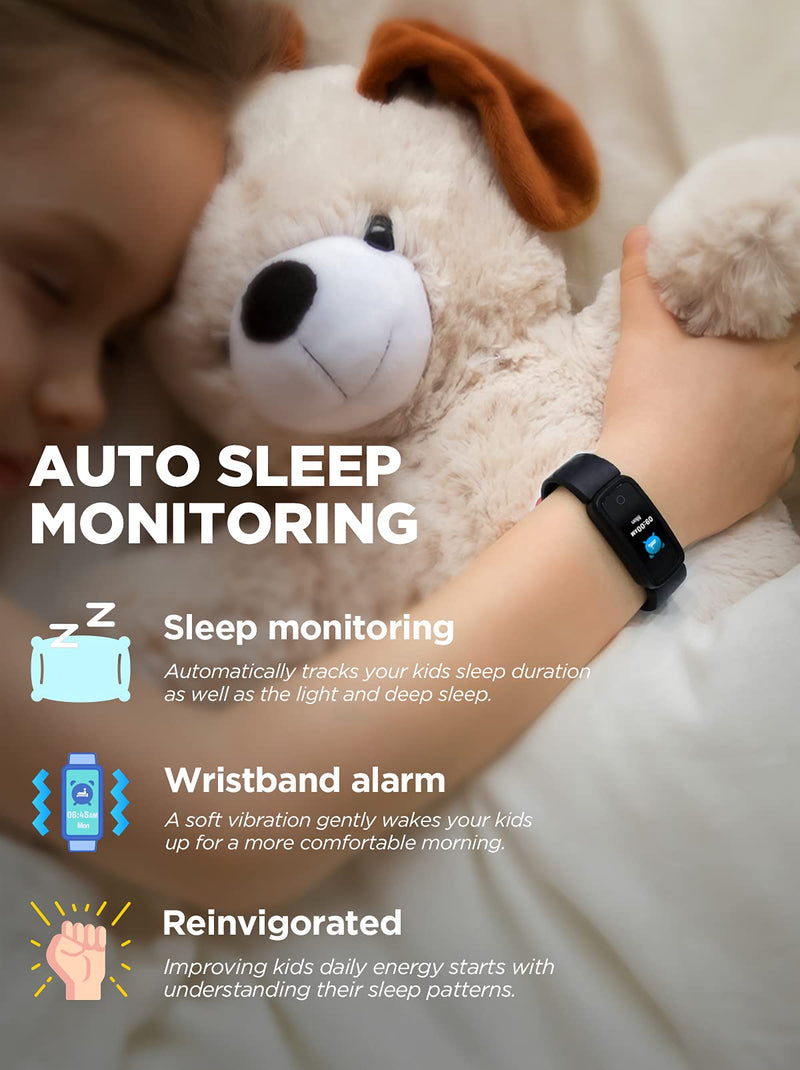 [Australia - AusPower] - BIGGERFIVE Vigor Kids Fitness Tracker Watch for Girls Boys Ages 5-15, IP68 Waterproof Activity Tracker with Heart Rate Monitor, Sleep Monitor, Pedometer, Calorie Counter, Alarm Clock, Great Kids Gift 