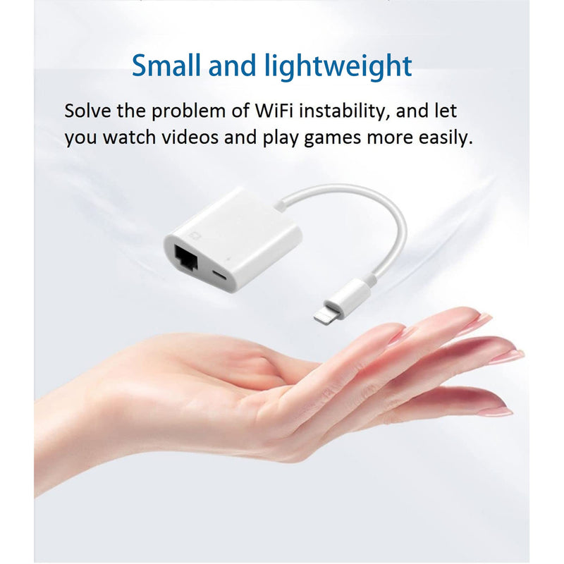 [Australia - AusPower] - [Apple MFi Certified] Lightning to RJ45 Ethernet Adapter, 2 in 1 Ethernet LAN Network Adapter with Charge Port Compatible with iPhone 14 13 12 11/iPad,100Mbps,Plug and Play, Support All iOS 