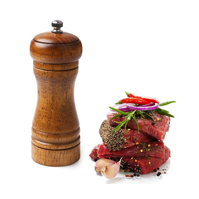 [Australia - AusPower] - Salt and Pepper Mill Solid Oaken Wood Pepper Grinder Pepper Shaker with Strong Adjustable Ceramic Grinder (1 Piece) (Small) Small 