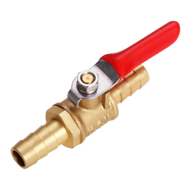 [Australia - AusPower] - Litorange 2 PCS Lead Free Brass Water Mini Ball Valve Shut Off Switch, 3/8" Hose ID x 3/8 INCH Hose Barb Pipe Tubing Fitting Coupler, 180 Degree Operation Handle 2PCS 3/8" x 3/8" 