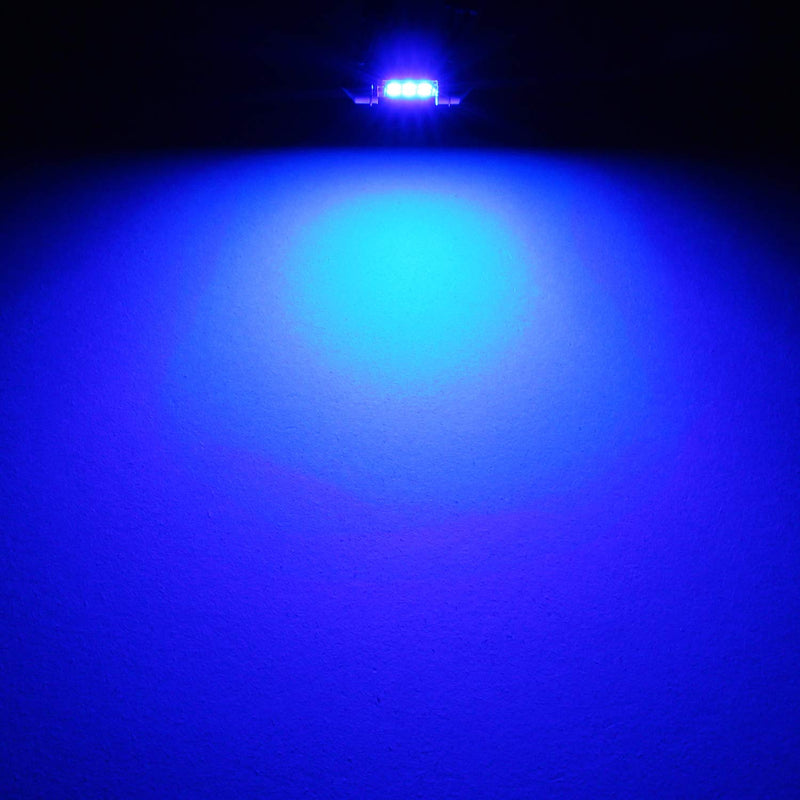 [Australia - AusPower] - Phinlion Super Bright DE3175 LED Blue Bulb 3030 6-SMD Festoon 1.25" 31mm DE3021 DE3022 LED Bulbs for Car Interior Map Reading Dome Trunk Courtesy Light, Pack of 4 