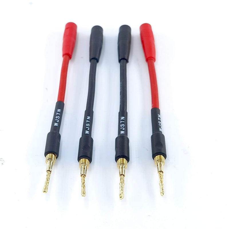 [Australia - AusPower] - WJSTN-018 Braided Wire Speaker Banana Plugs to 4mm Female Banana Jack Converter, Soft Whip Banana Plug Adapter Cable,4- Packs 