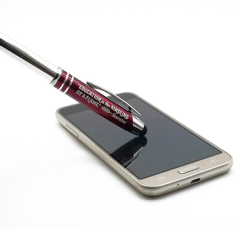 [Australia - AusPower] - Inkstone Teacher Gift Pen with Flashlight and Stylus Tip Engraved with Inspirational Socrates Quote -"Education is the Kindling of a Flame" 
