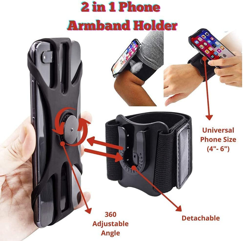 [Australia - AusPower] - BATTPIT Running Armband for iPhone 12 Pro 11 Pro Max X XR XS 8 7 6 6s Plus, Galaxy S20 S10 S9 Plus, Note 20/10/9/8, 360°Rotatable with Key Holder Phone Armband for Hiking Biking Walking(Black) 