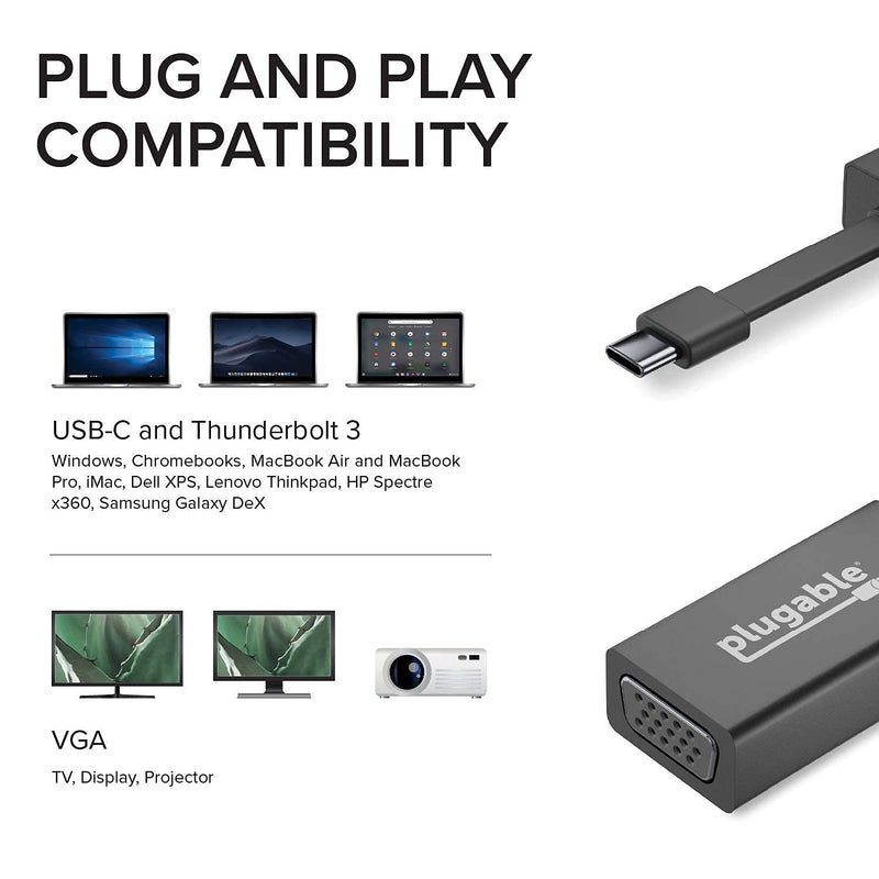 [Australia - AusPower] - Plugable USB C Adapter Bundle with USB C to Ethernet, HDMI, DisplayPort, and VGA Included, Thunderbolt 3 Adapters Compatible with MacBook Pro and Windows 