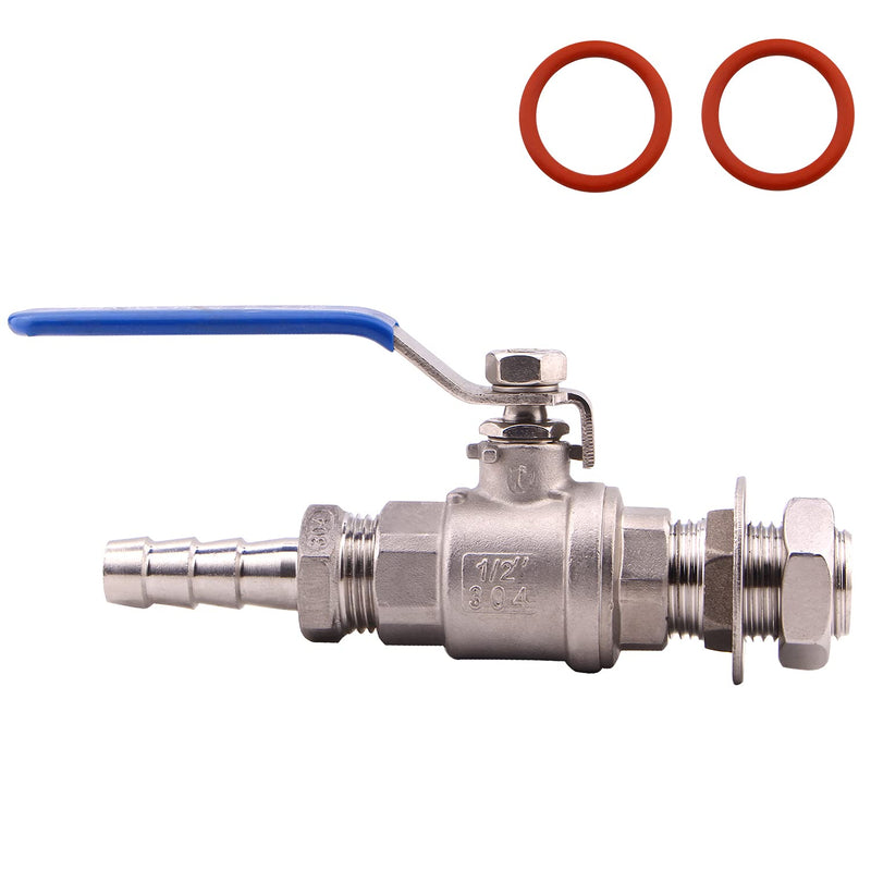 [Australia - AusPower] - DERNORD 1/2 Inch Stainless Steel Ball Valve Weldless Bulkhead For Home Brew Kettle (1/2 NPT to 1/2 Barb Hose) 1/2 NPT to 1/2 Barb Hose 