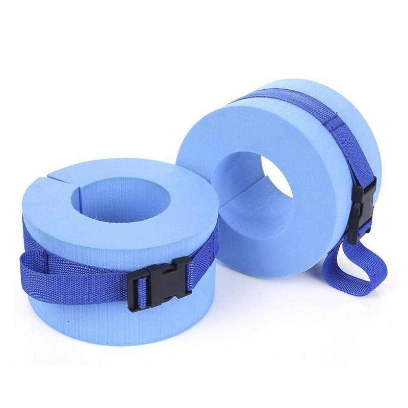 [Australia - AusPower] - Foam Swim Aquatic Cuffs, Water Aerobics Float Ring Fitness Exercise Set, Ankles Arms Belts with Quick Release Buckle for Swim Fitness Training Set, Set of 2, Blue 