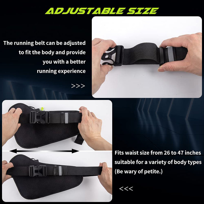 [Australia - AusPower] - Labeol Running Water Bottle Hydration Belt with Water Bottle Holder Hiking Walking Waist Pack Reflective Adjustable Fanny Pack Compatible for Phone Waistband Outdoor Running Belt (Black) Black 