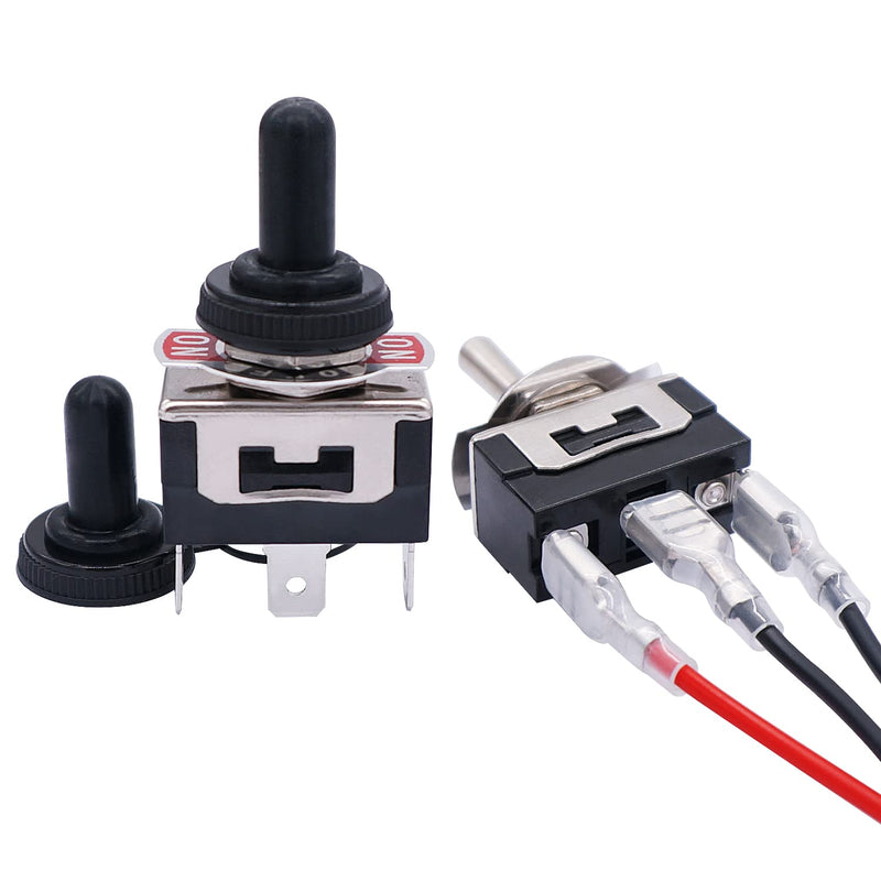 [Australia - AusPower] - TWTADE 3 Pcs Latching Toggle Rocker Switches 3 Pin 3 Position ON/Off/ON SPDT Heavy Duty 16A 250VAC Spade Terminal Metal Switch with Waterproof Boat Cap + 6.3mm Terminal Wires TEN-1122MZX-B103 