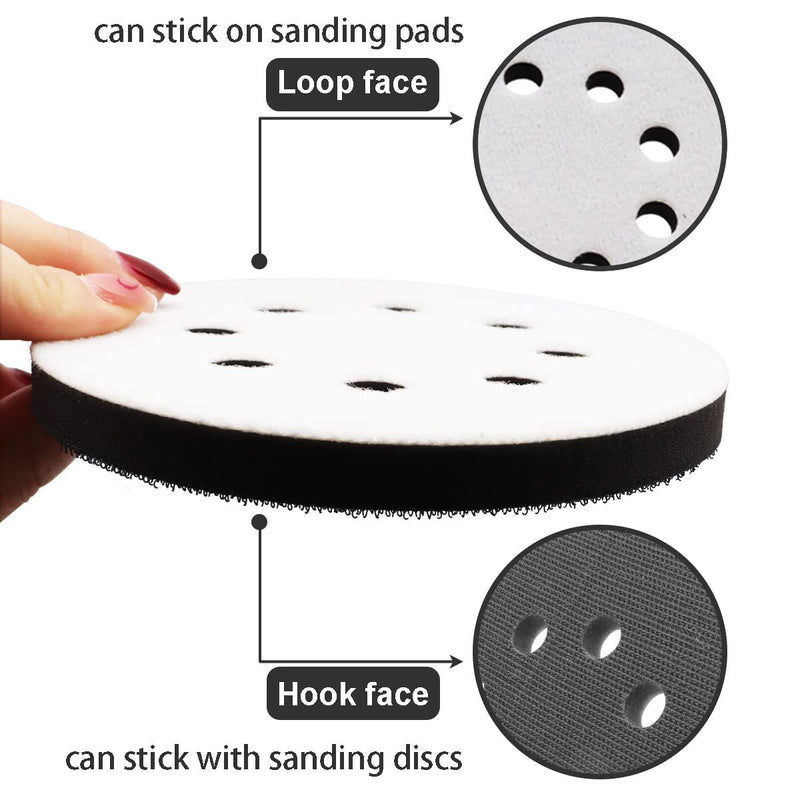 [Australia - AusPower] - Seamaka 2 PCS 5Inch 8 Holes Soft Density Interface Pads ,Hook and Loop 5" Sponge Cushion 8 Holes nterface Buffer Pad Sander Cushion O-011-2pcs 