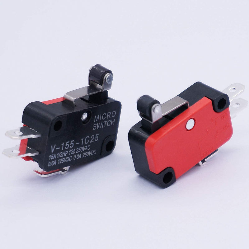 [Australia - AusPower] - Twidec/6Pcs Micro Limit Switch Short Hinge Roller Lever Arm Switch for Arduino V-155-1C25 