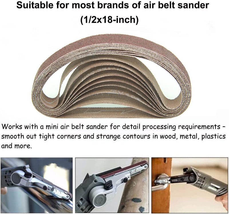 [Australia - AusPower] - XTYML 1/2 Inch x 18 Inch Sanding Belts, 6 Each of 80/120/150/240/400 Grits, Belt Sander Tool for Woodworking, Metal Polishing, 30 Pack Aluminum Oxide Sanding Belt 1/2X18 