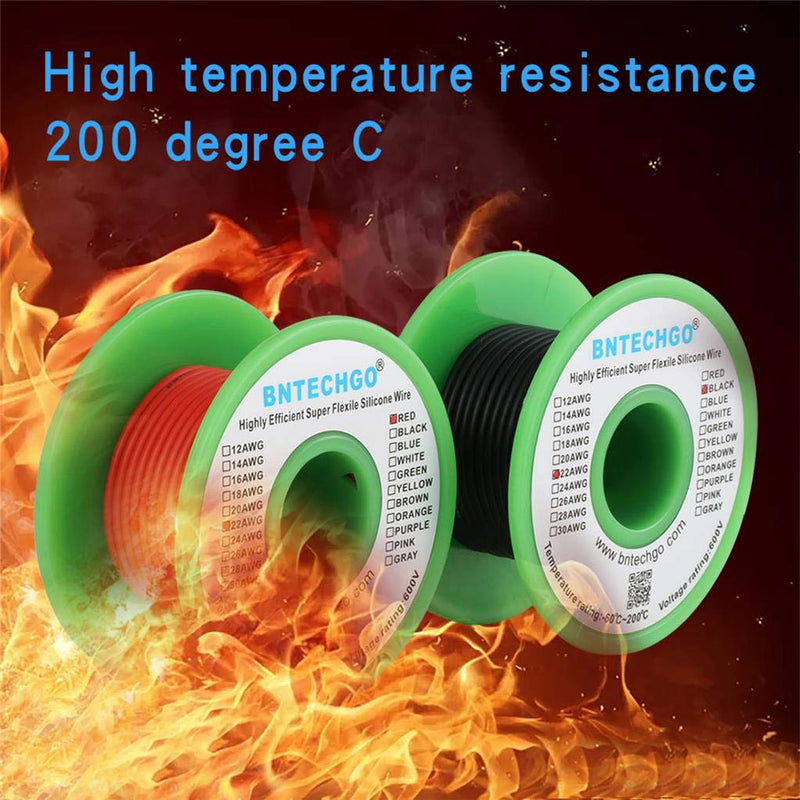 [Australia - AusPower] - BNTECHGO 22 Gauge Silicone wire spool red 25ft and black 25ft Flexible 22 AWG Stranded Copper Wire 22 gauge silicone wire each color 25ft 22 gauge silicone wire red and black 